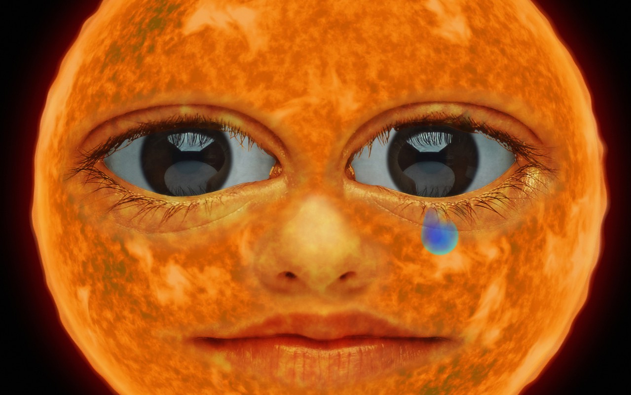 The sun with the human face and the tear